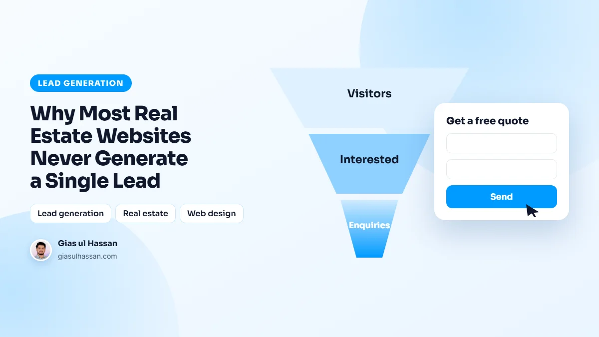 Illustration of a lead funnel turning website visitors into enquiries — Why Most Real Estate Websites Never Generate a Single Lead
