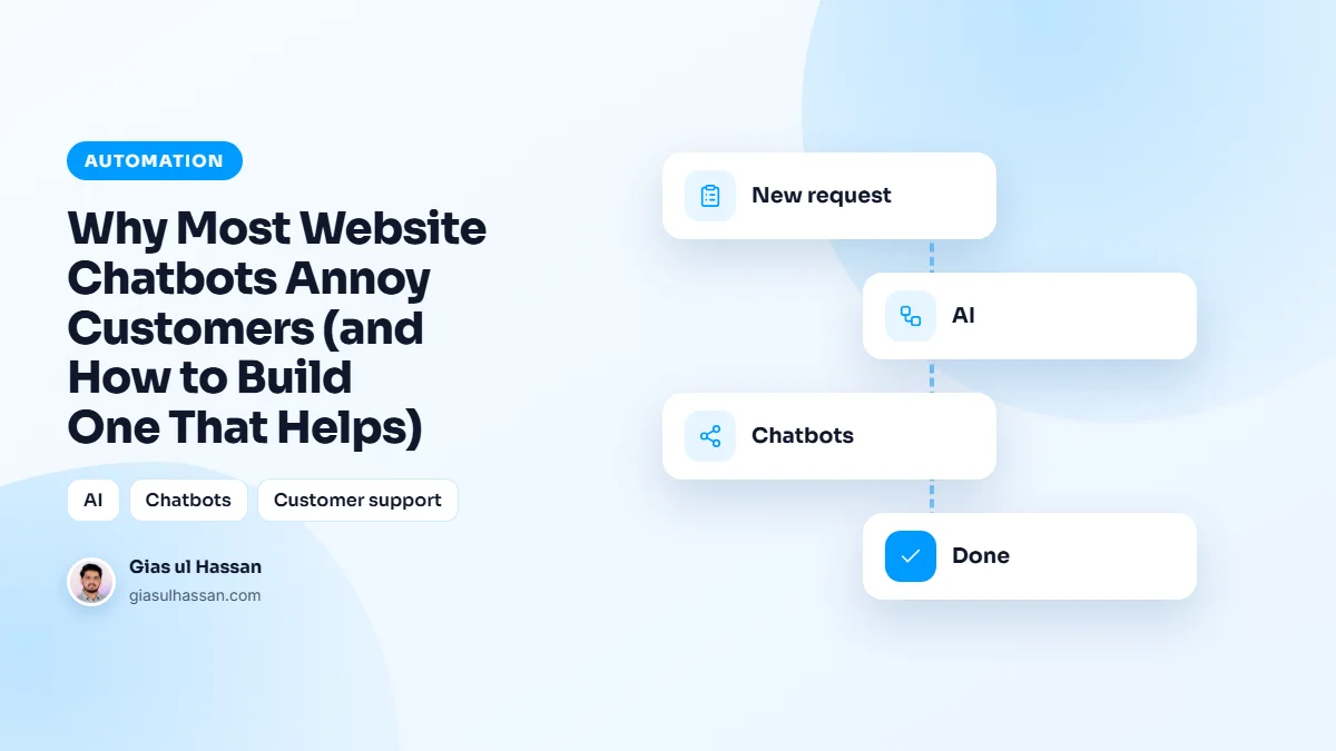 Illustration of an automated workflow connecting business tools — Why Most Website Chatbots Annoy Customers (and How to Build One That Helps)
