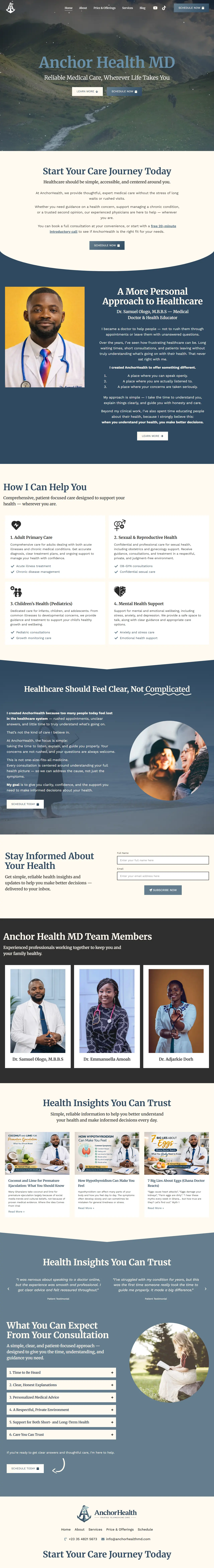 Anchor Health MD — full page design