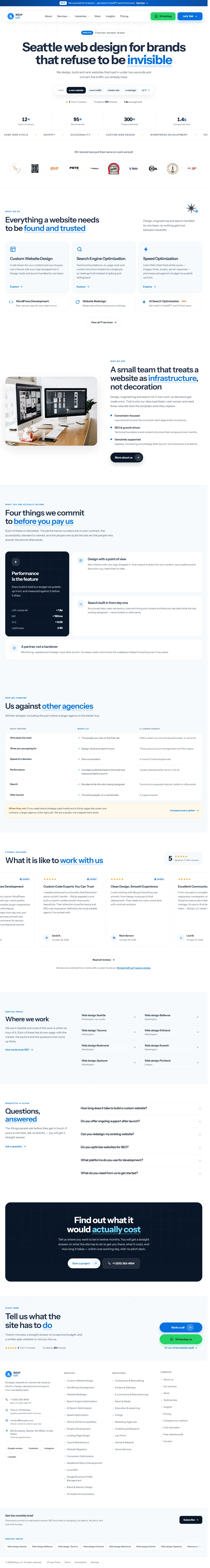 Bizup LLC, full page design