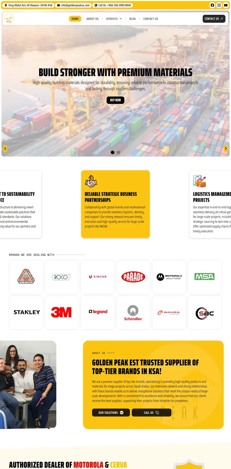 Golden Peak SA — Industrial Supplier website screenshot