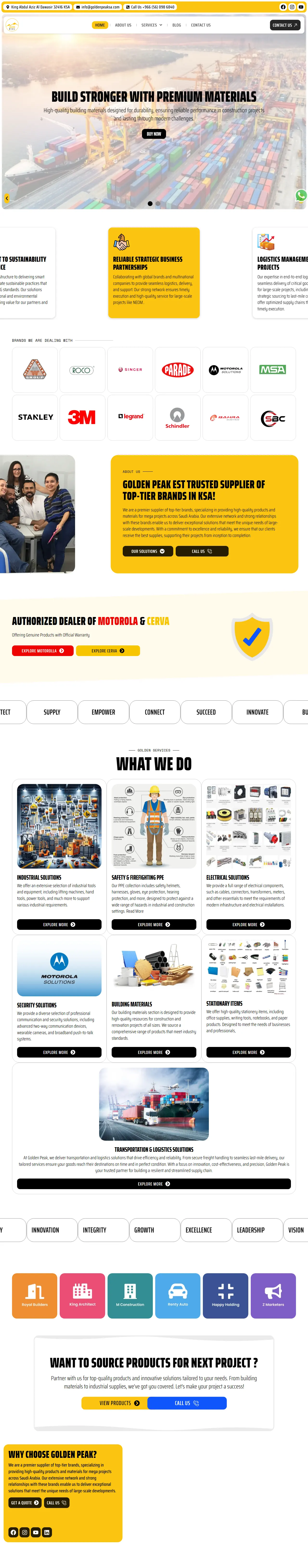 Golden Peak SA — Industrial Supplier — full page design