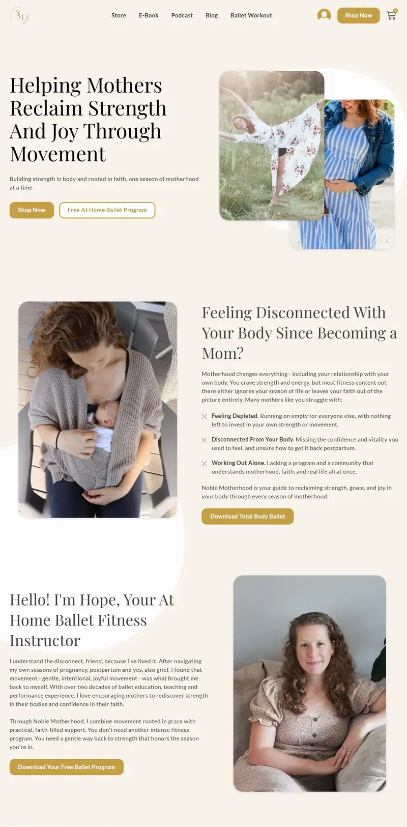 Noble Motherhood website screenshot