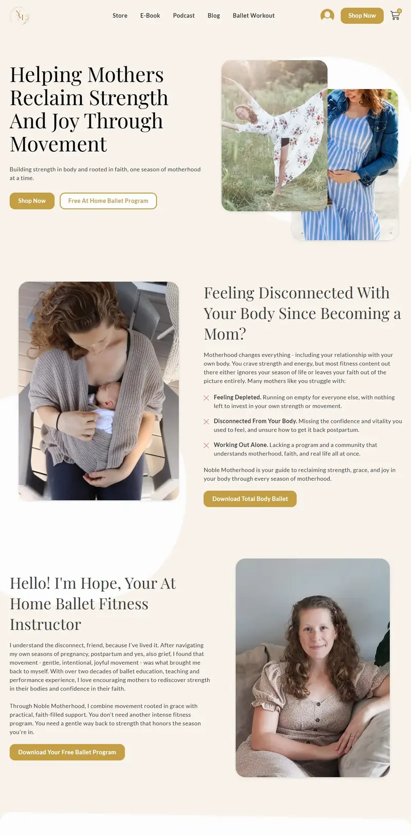 Noble Motherhood website screenshot