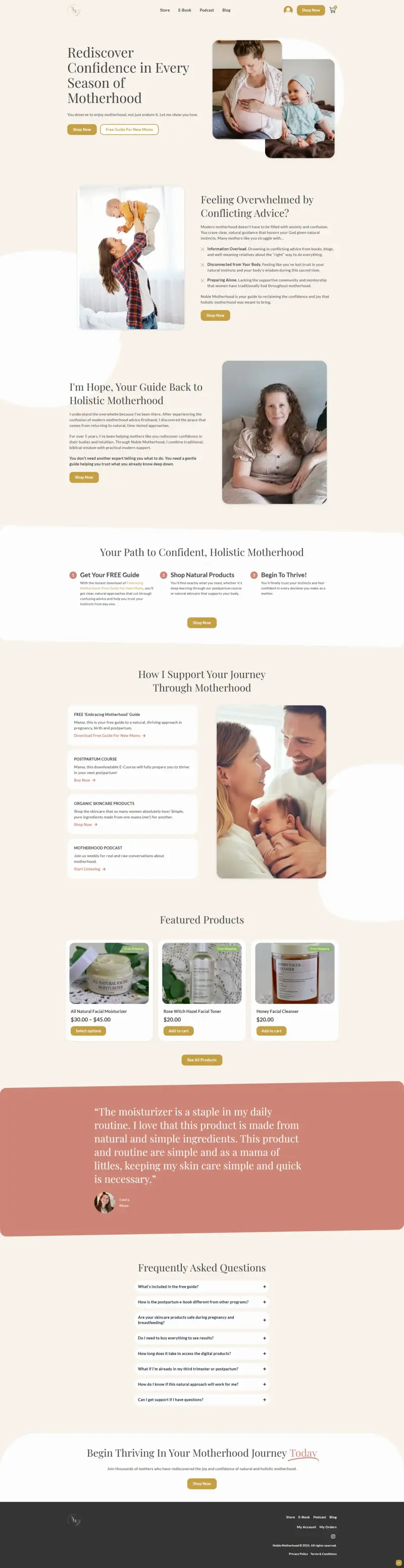 Noble Motherhood website screenshot