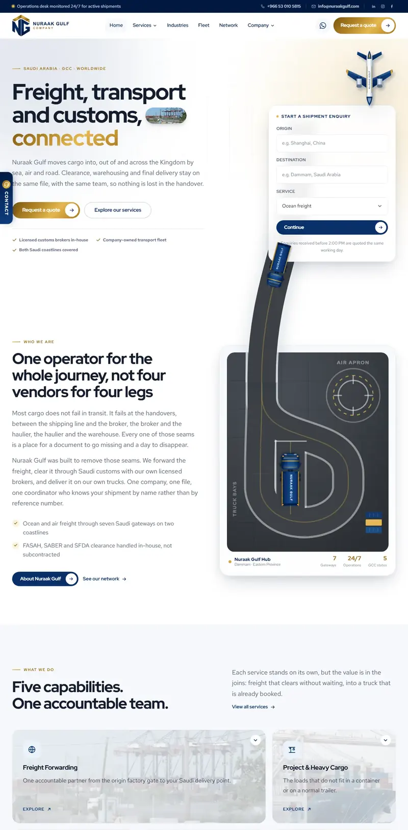 Nuraak Gulf website screenshot
