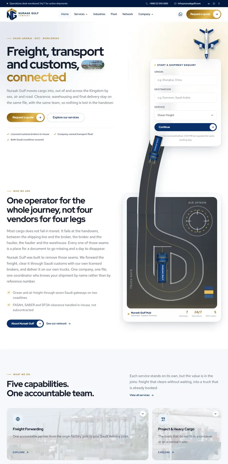 Nuraak Gulf website screenshot