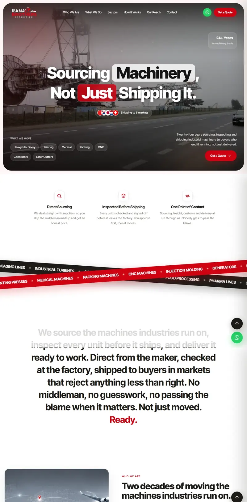 Rana Brothers Enterprises website screenshot