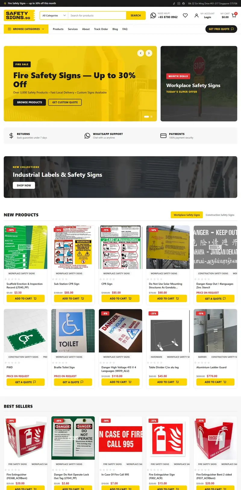 Safety Signs SG — Signage Store website screenshot