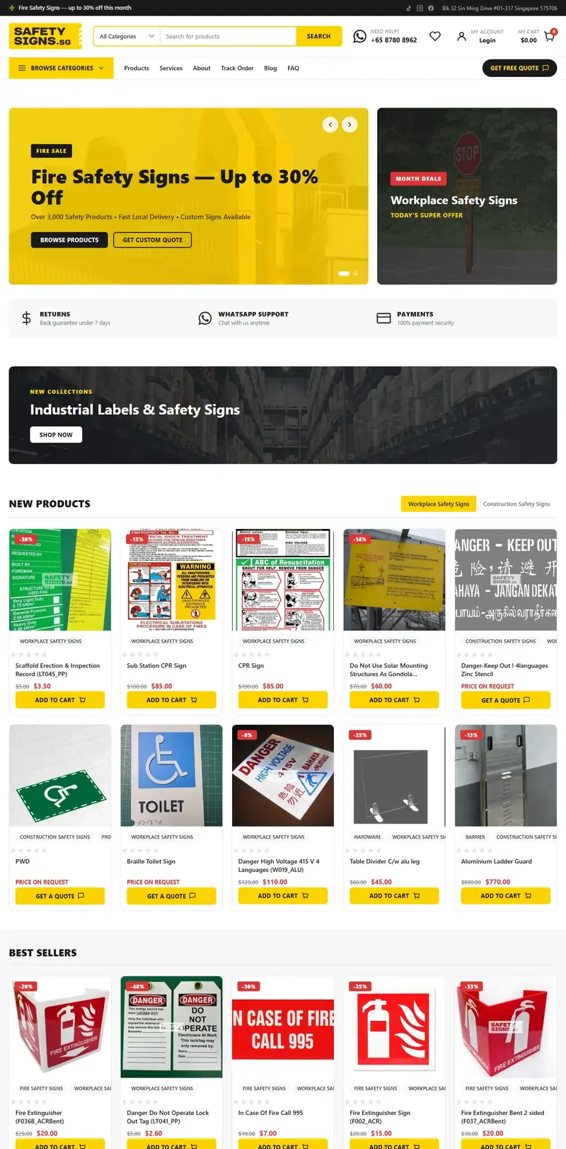 Safety Signs SG — Signage Store website screenshot