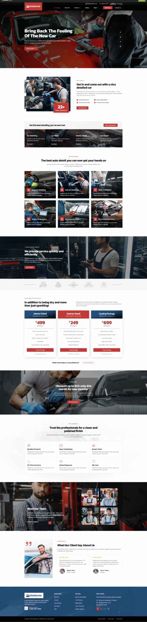Detail Lounge Car Detailing Website design - Gias